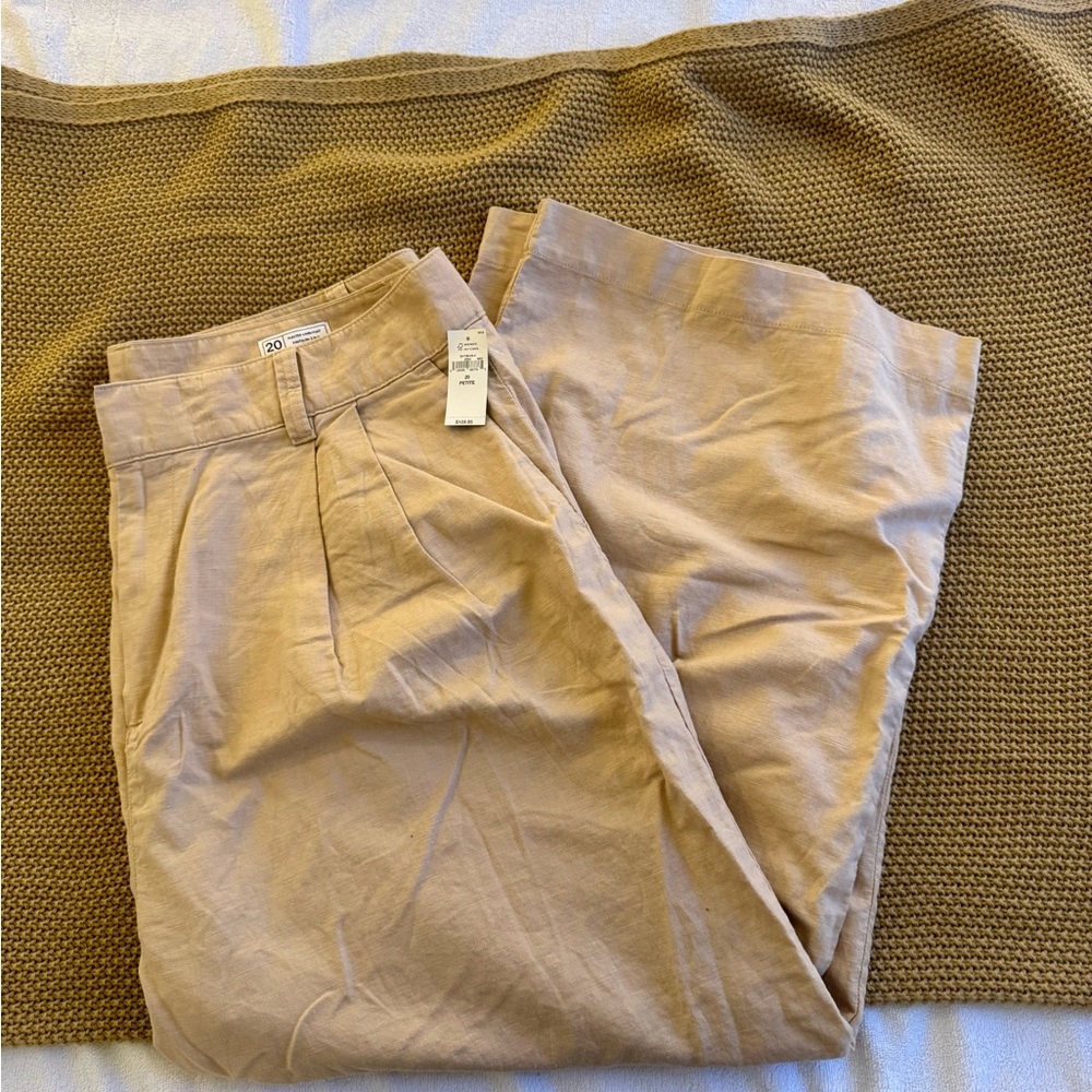 GAP Linen-Cotton Pleated Pants in Cashew Crunch Brown